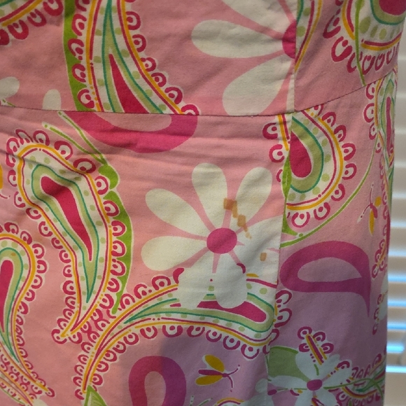 Vintage Lilly Pulitzer Pink and Green  Cheery-O Strapless Dress - Picture 4 of 4